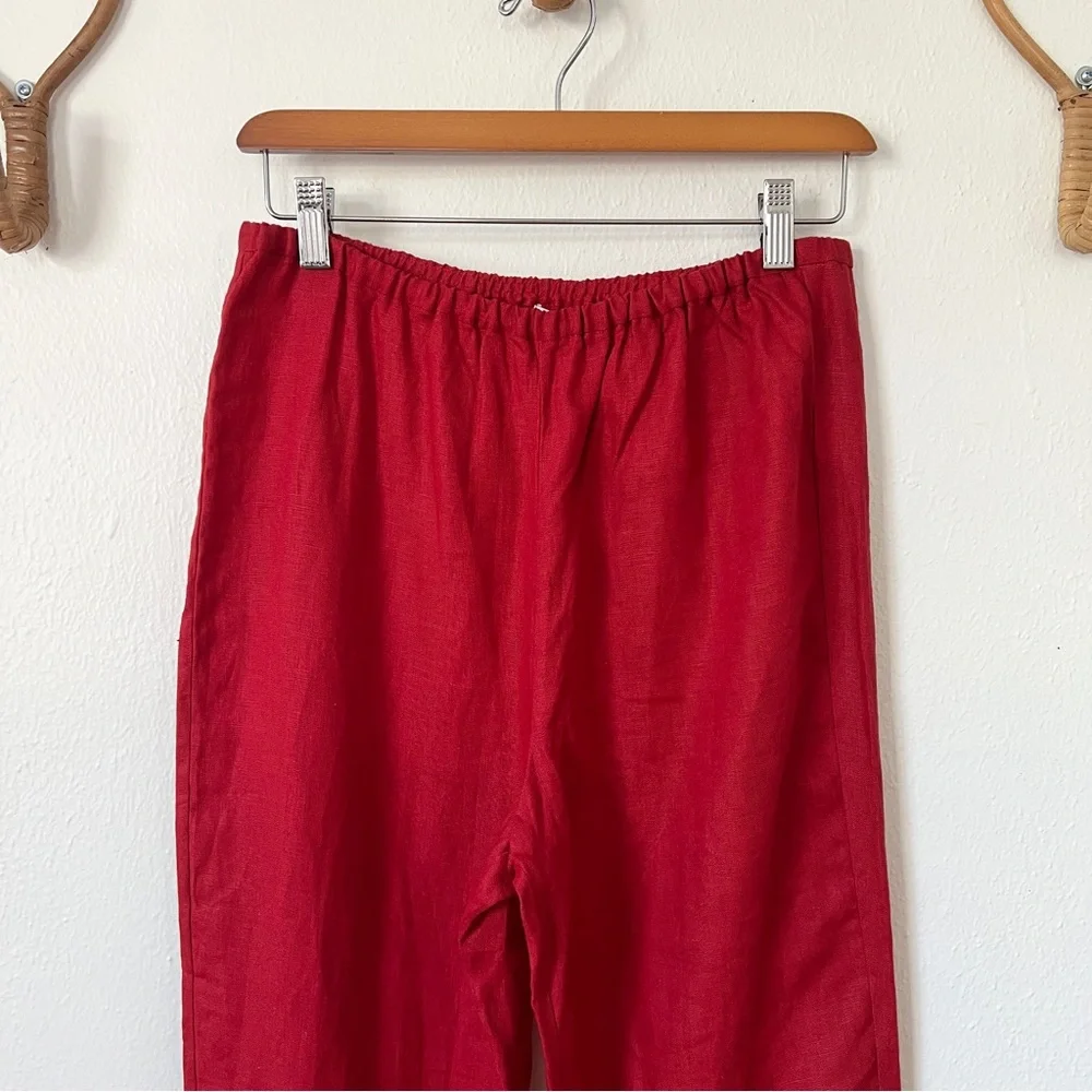 Reformation Remi Cropped Linen Pant in Red